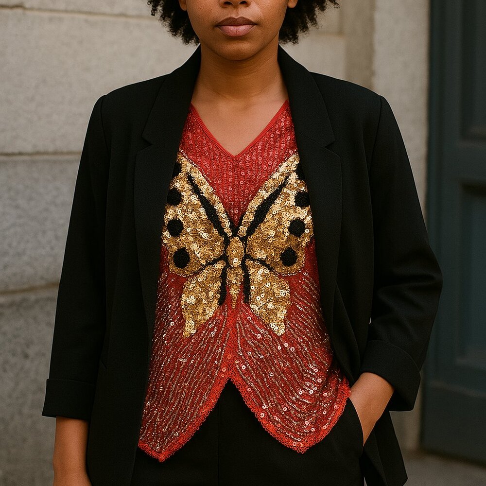 100% silk butterfly top with cape!